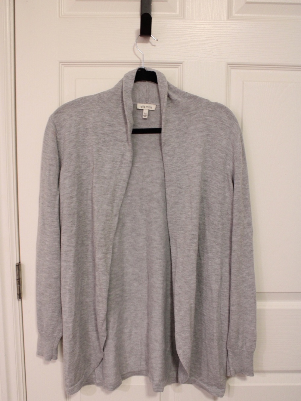 Ella Moss Light Gray Open Front Knit Cardigan